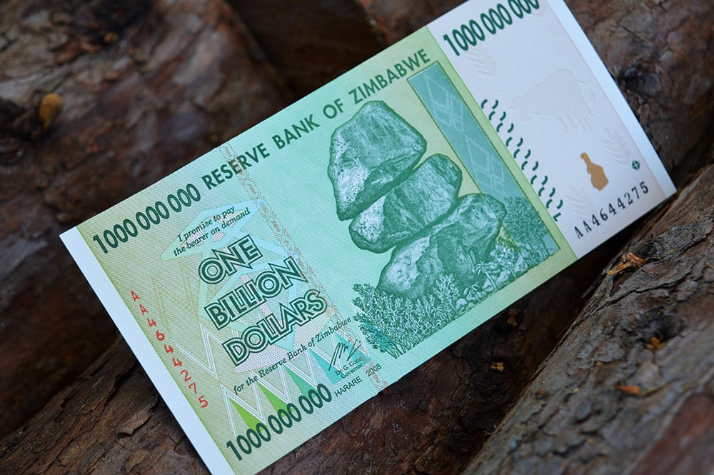 Zimbabwe Hyperinflation - Billion Dollar Note